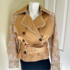 Avec Les Filles Tan Short Trench Coat